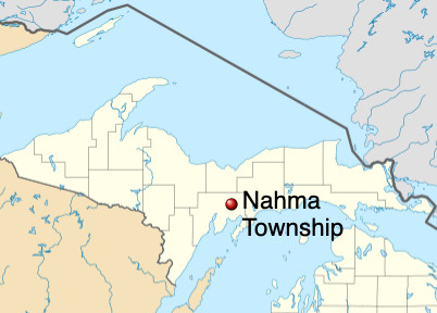 Nahma, MI location on a map.