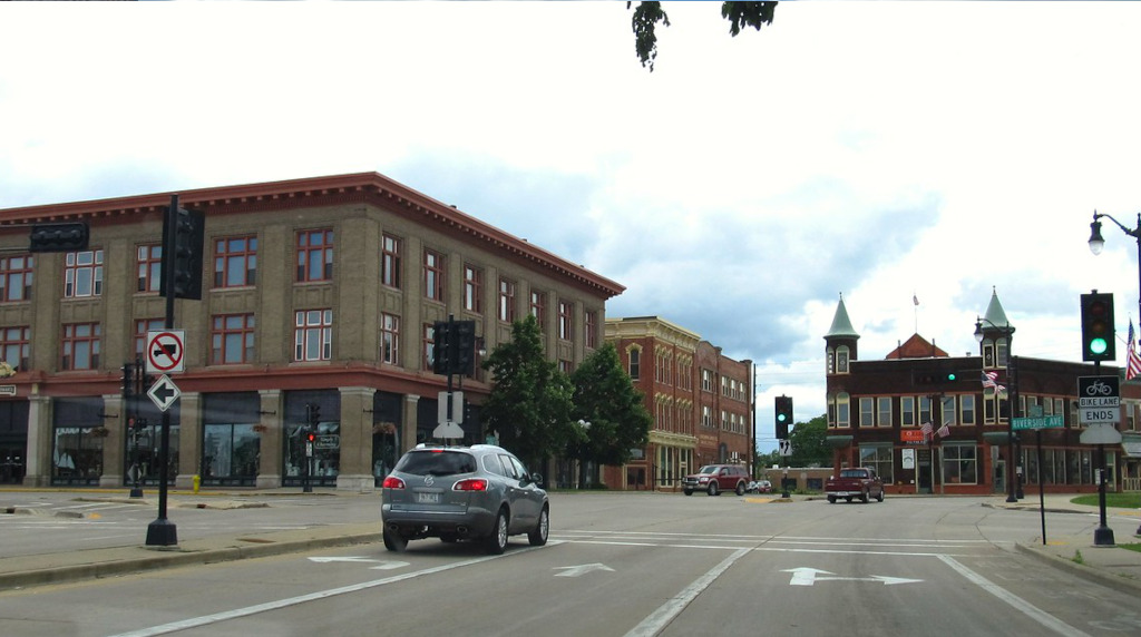 An image of downtown Marinette, Wisconsin.