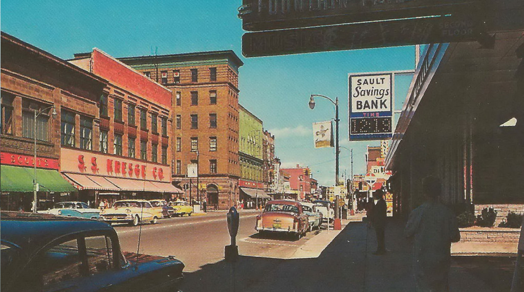 An old image of Sault Ste. Marie, Michigan.