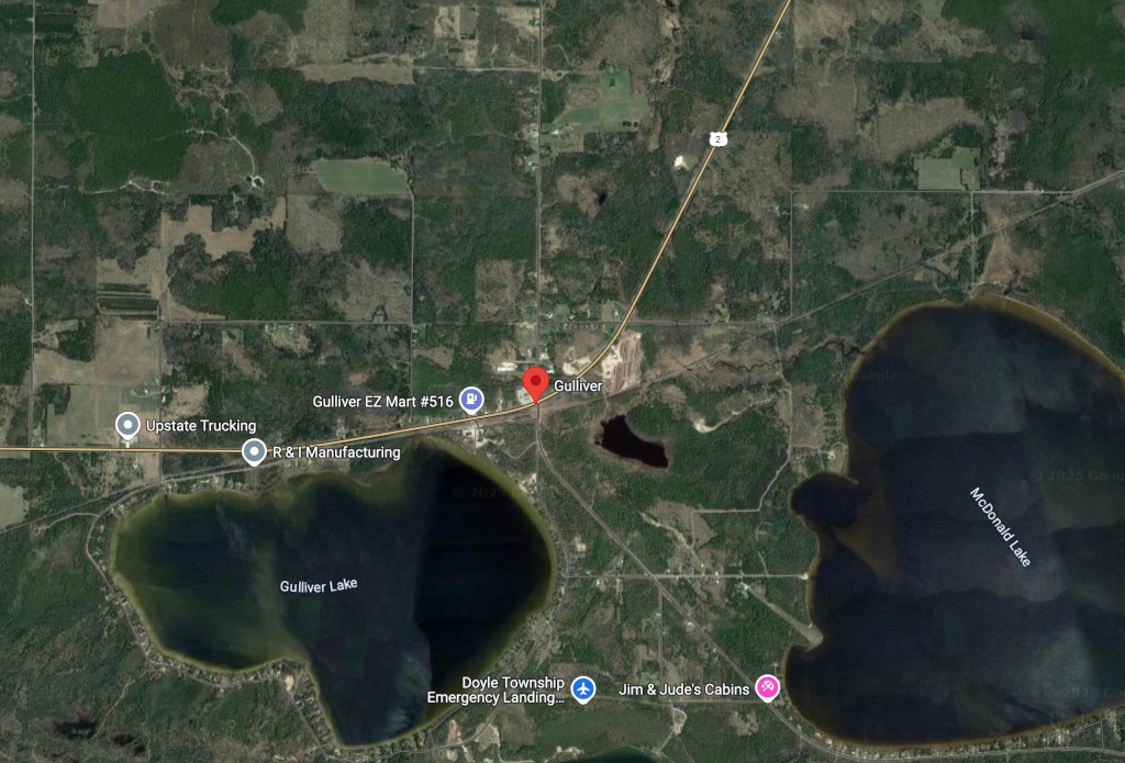 A map of Gulliver, MI